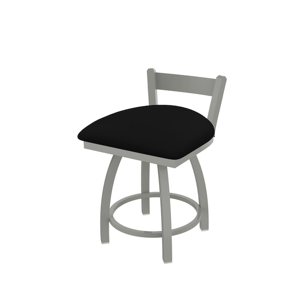 Holland Bar Stool Co 18" Low Back Swivel Vanity Stool, Nickel Finish, Black Vinyl Seat 82118ANBlkVinyl - main